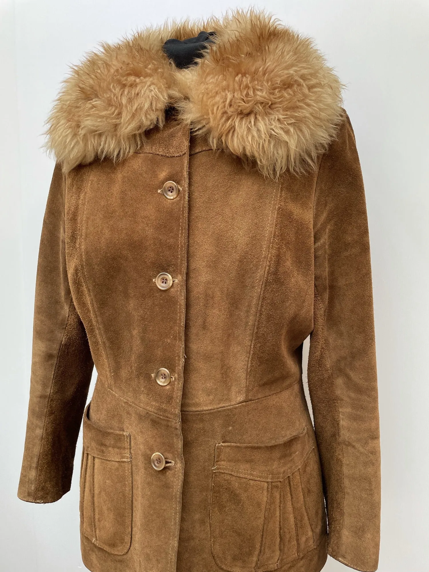 1960s Shearling Suede Jacket - Size 16