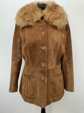 1960s Shearling Suede Jacket - Size 16