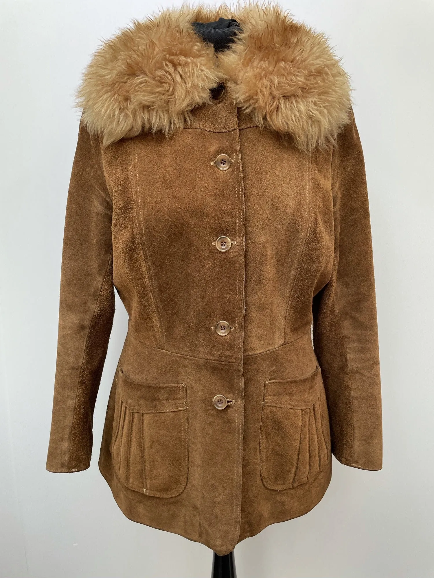 1960s Shearling Suede Jacket - Size 16
