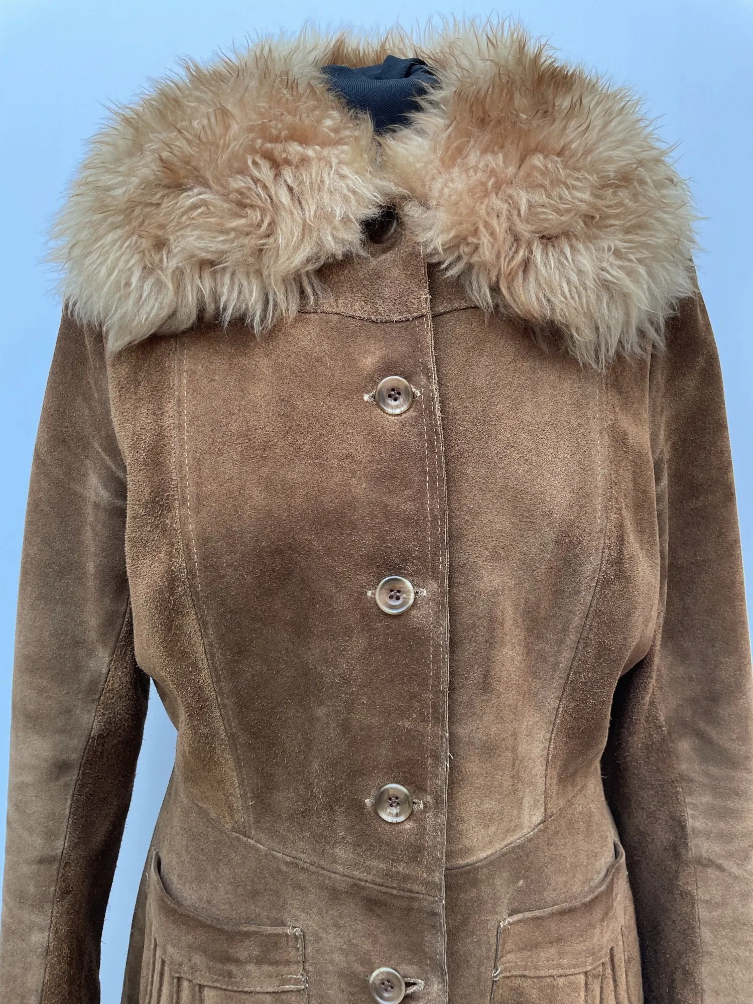 1960s Shearling Suede Jacket - Size 16