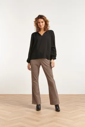 23569 Vintage Flared Pantsretro Neutraal E Print | Black-Brown