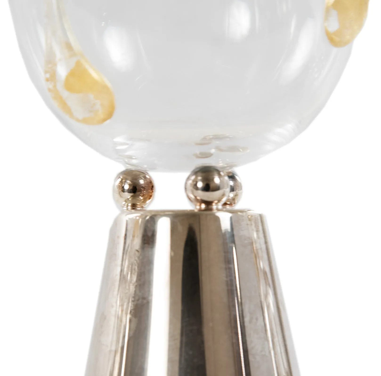A Set of Six Cleto Munari Sterling Silver and Glass Goblets
