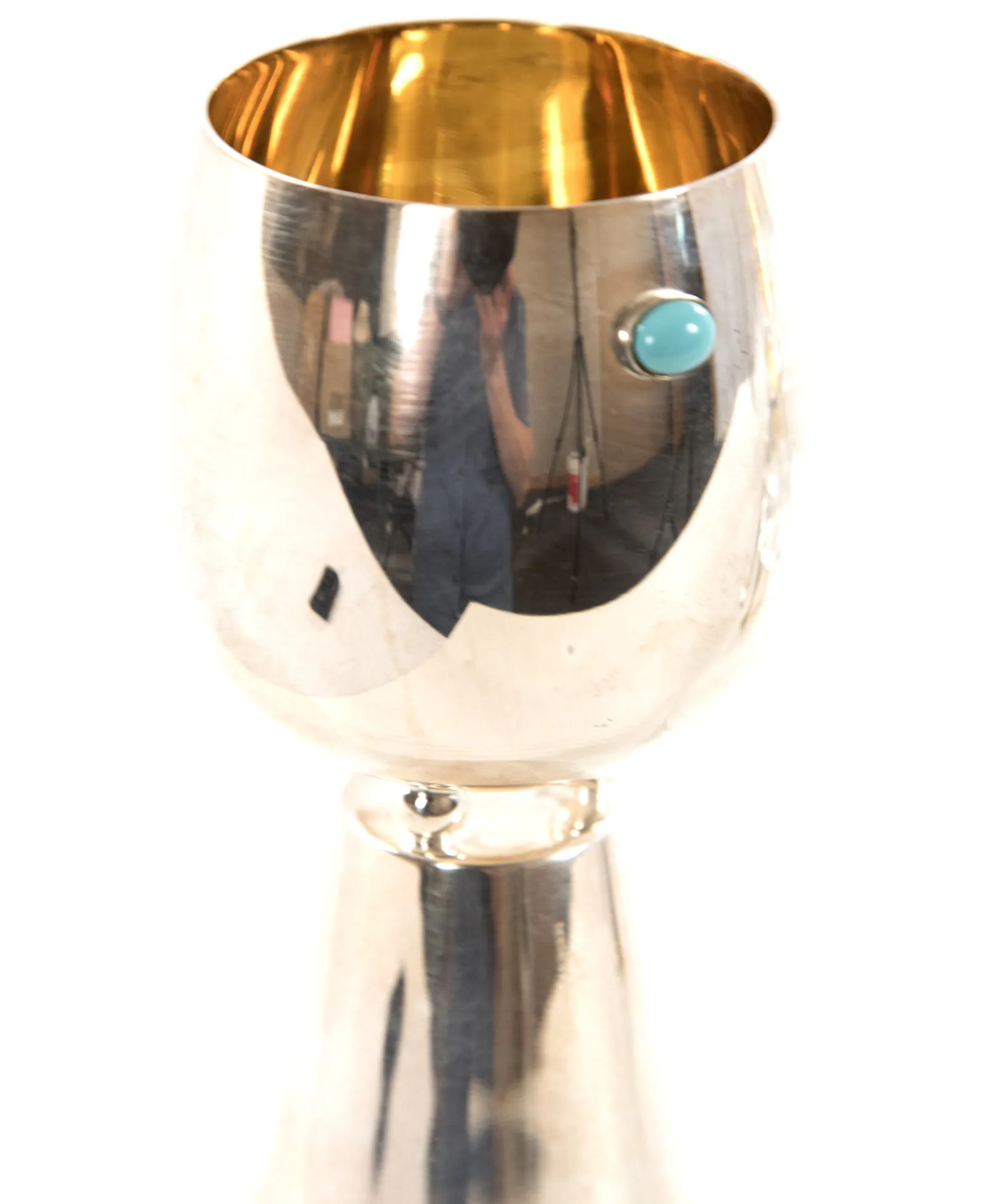 A Set of Six Cleto Munari Sterling Silver and Glass Goblets