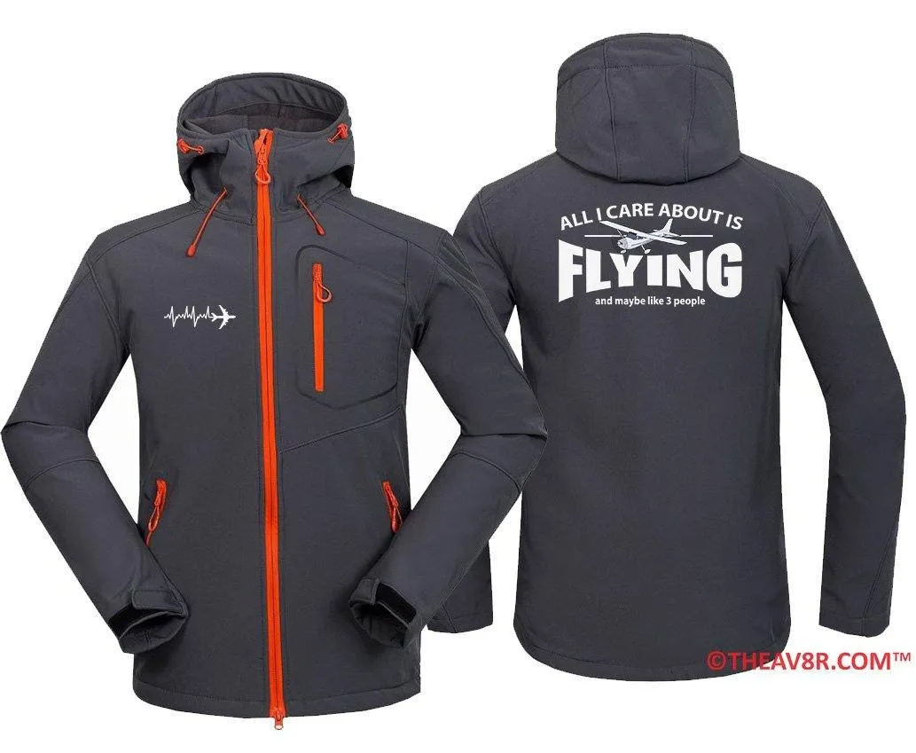 ALL I CARE ABOUT IS FLYINGT-SHIRTS WATERPROOF WINDPROOF SOFTSHELL HOODED JACKET