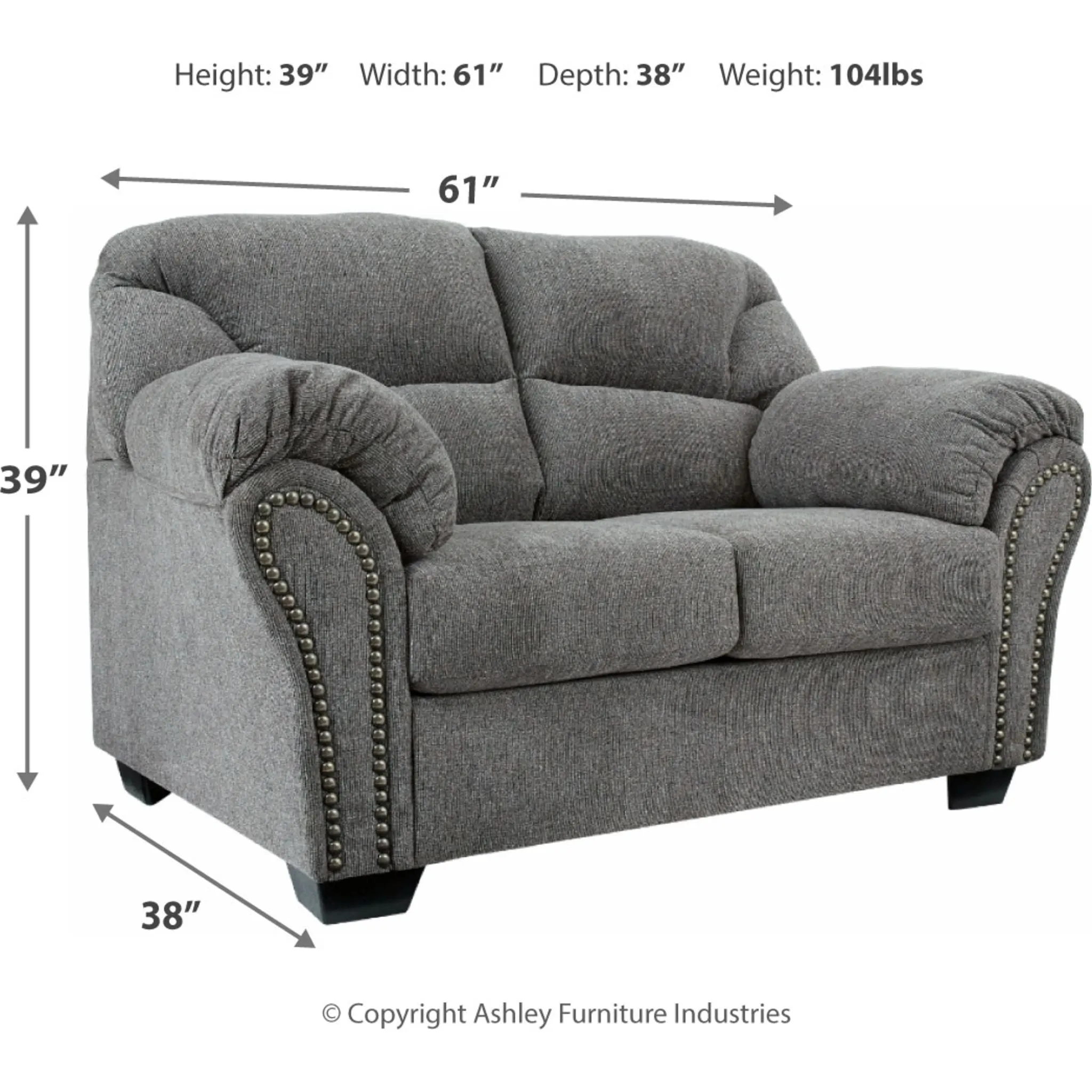 Allmaxx Loveseat - Pewter
