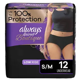 Always Discreet Boutique, Incontinence & Postpartum Underwear For Women, Maximum Protection, Small/Medium, 12 Count