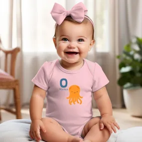 Animal Alphabet - O for Octopus Baby Bodysuit - Unisex Graphic Bodysuit for Babies