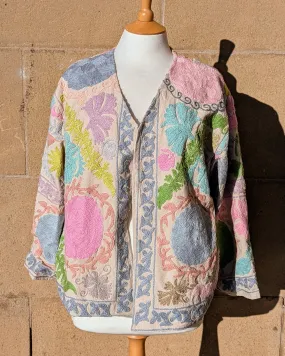 Anushka Pastel Tapestry Suzani Kimono Ladies Jacket No 24