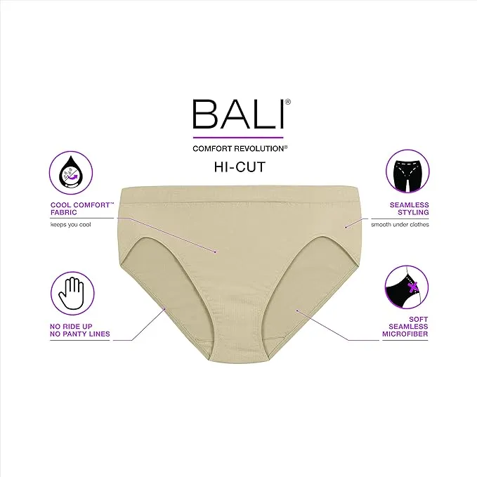 Bali Microfiber Hi Cut Comfort Revolution Brief  Nude Size 8/9