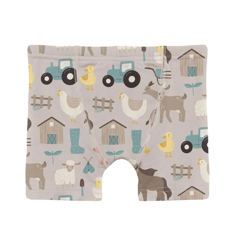 Bamboo Boxer Briefs (Set of 3) - Latte Morning on the Farm, Seaside Blue & Sunshine and Rainbows