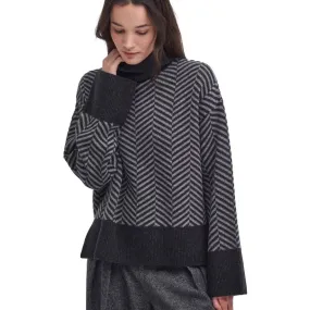 Barbour Aubrey Knitted Jumper In Grey Marl