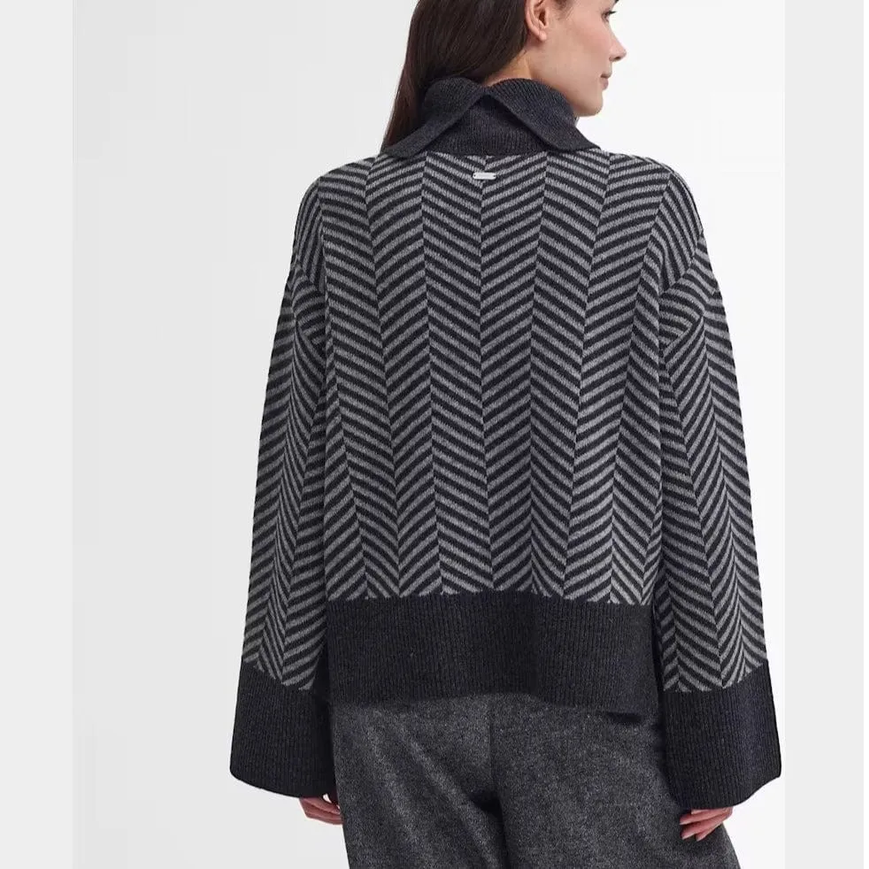 Barbour Aubrey Knitted Jumper In Grey Marl