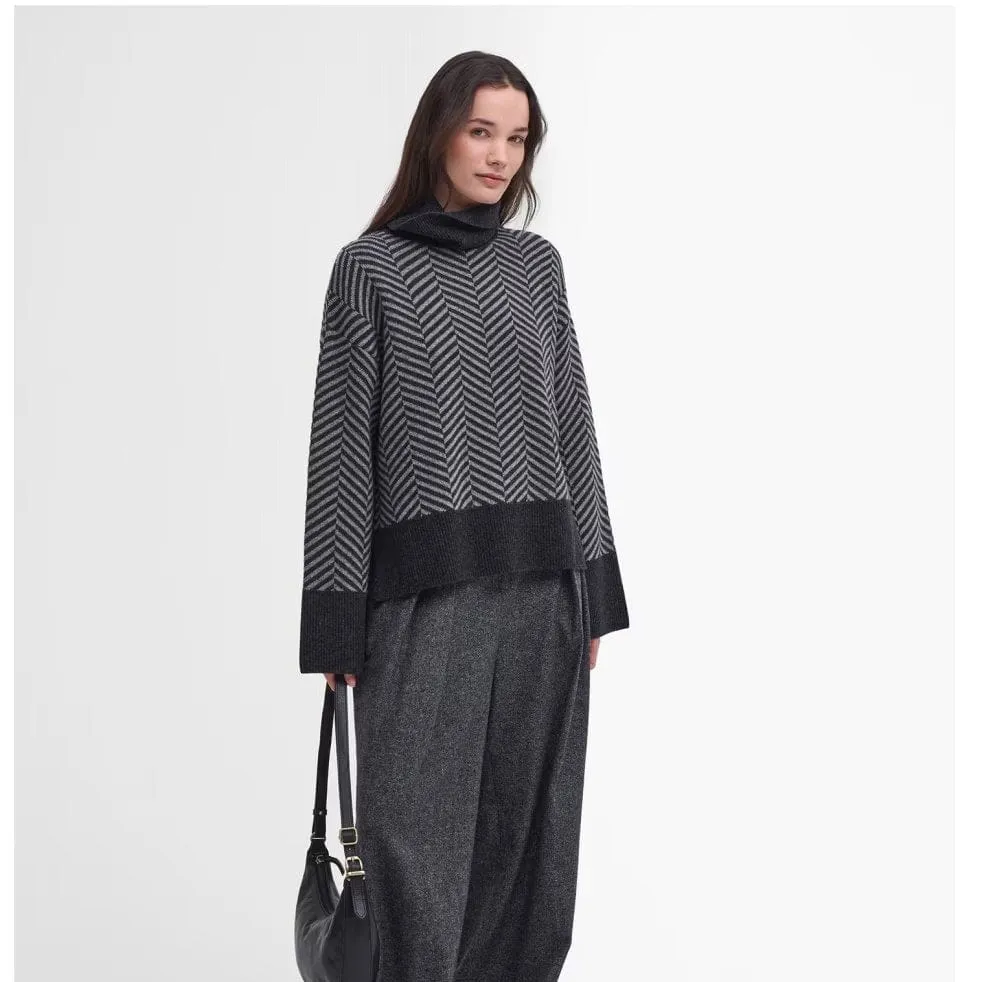 Barbour Aubrey Knitted Jumper In Grey Marl