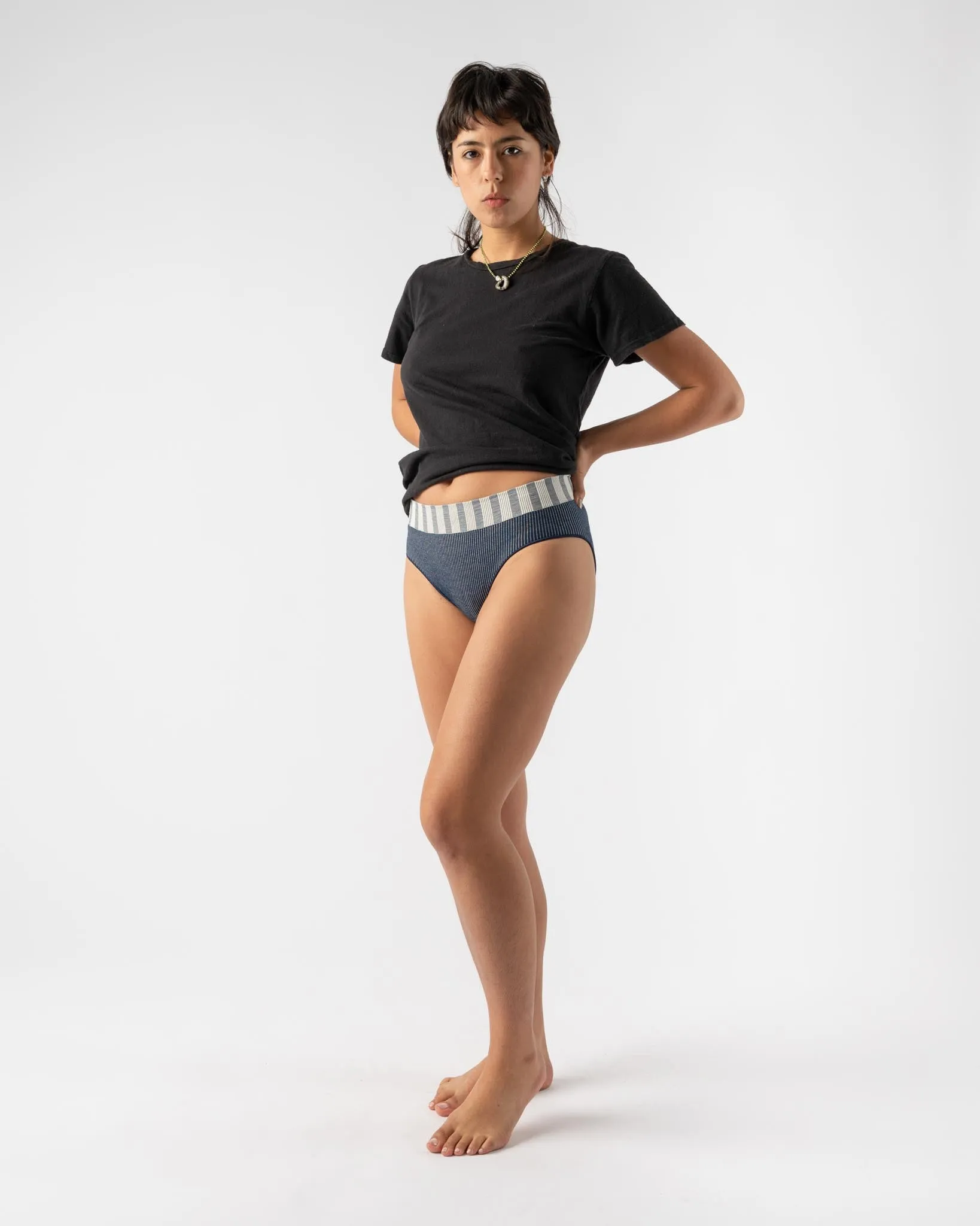 Baserange Seamless Bell Pant in Navy Stripe