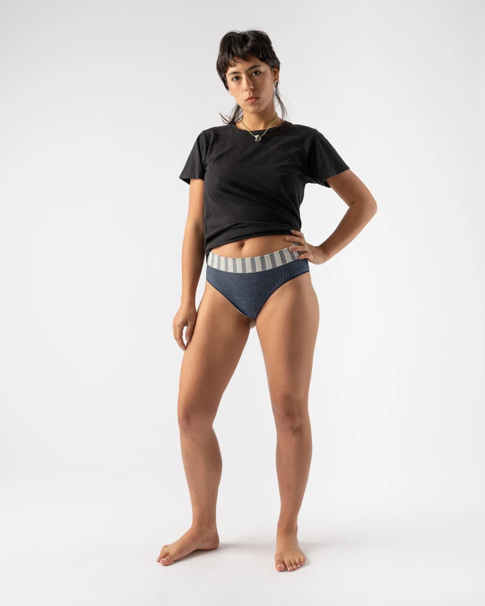 Baserange Seamless Bell Pant in Navy Stripe