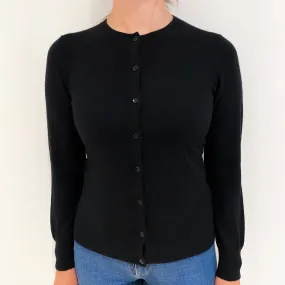Black Cashmere Crew Cardigan Small