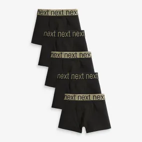 Black Gold Waistband 5 Pack Trunks (3-12yrs)