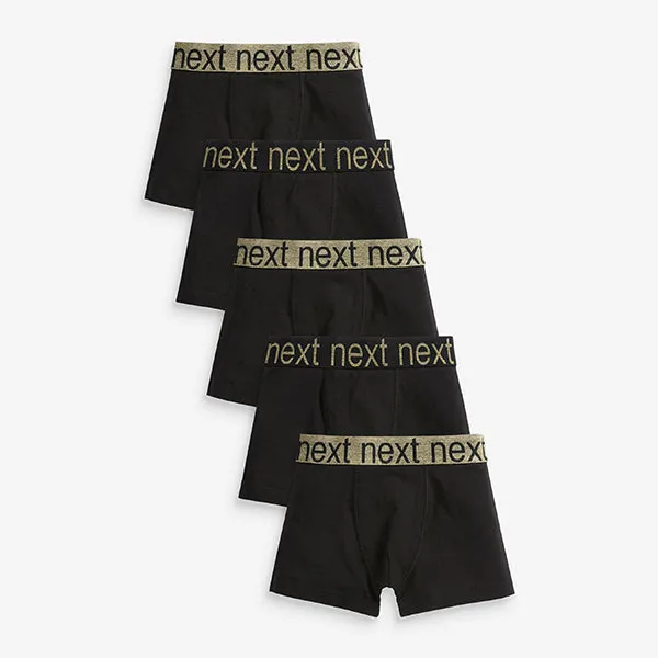 Black Gold Waistband 5 Pack Trunks (3-12yrs)