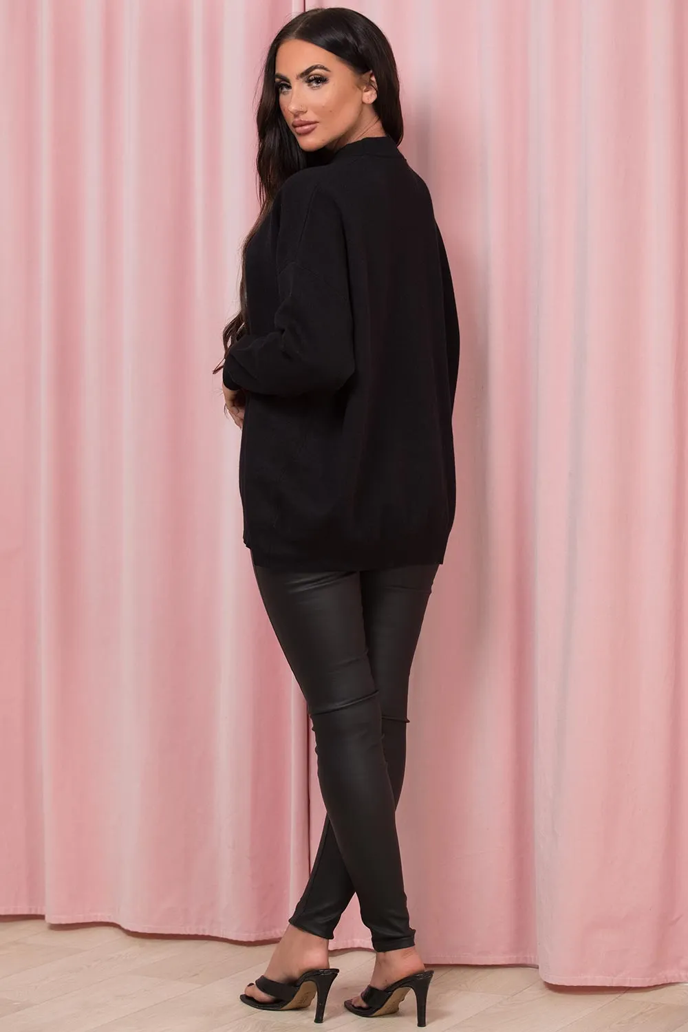 Black Oversized Jumper With Love Slogan