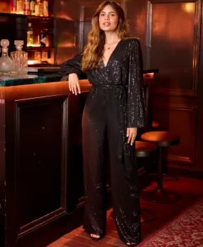 Black Sequin Jersey Jumpsuit