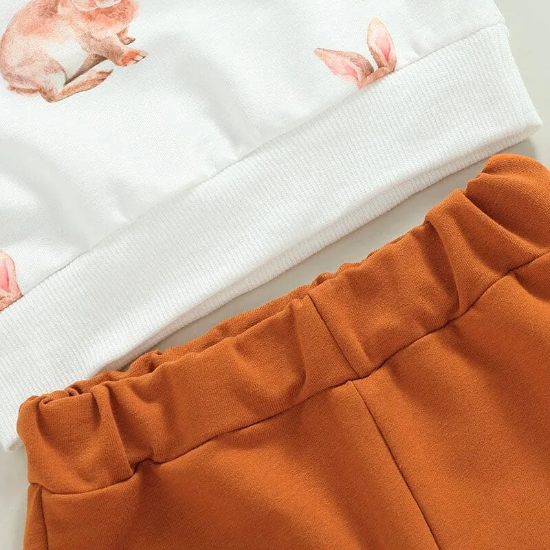 Bunny Brown Flared Pants Toddler Set