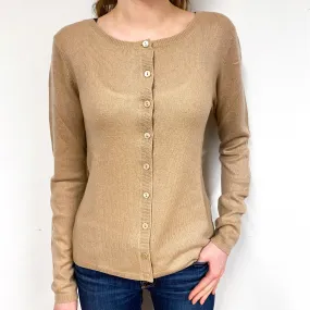 Caramel Brown Cashmere Crew Neck Cardigan Extra Small