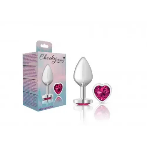 Cheeky Charms Heart Bright Pink Silver Plug