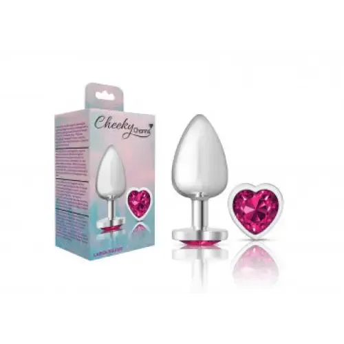 Cheeky Charms Heart Bright Pink Silver Plug