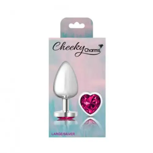 Cheeky Charms Heart Bright Pink Silver Plug