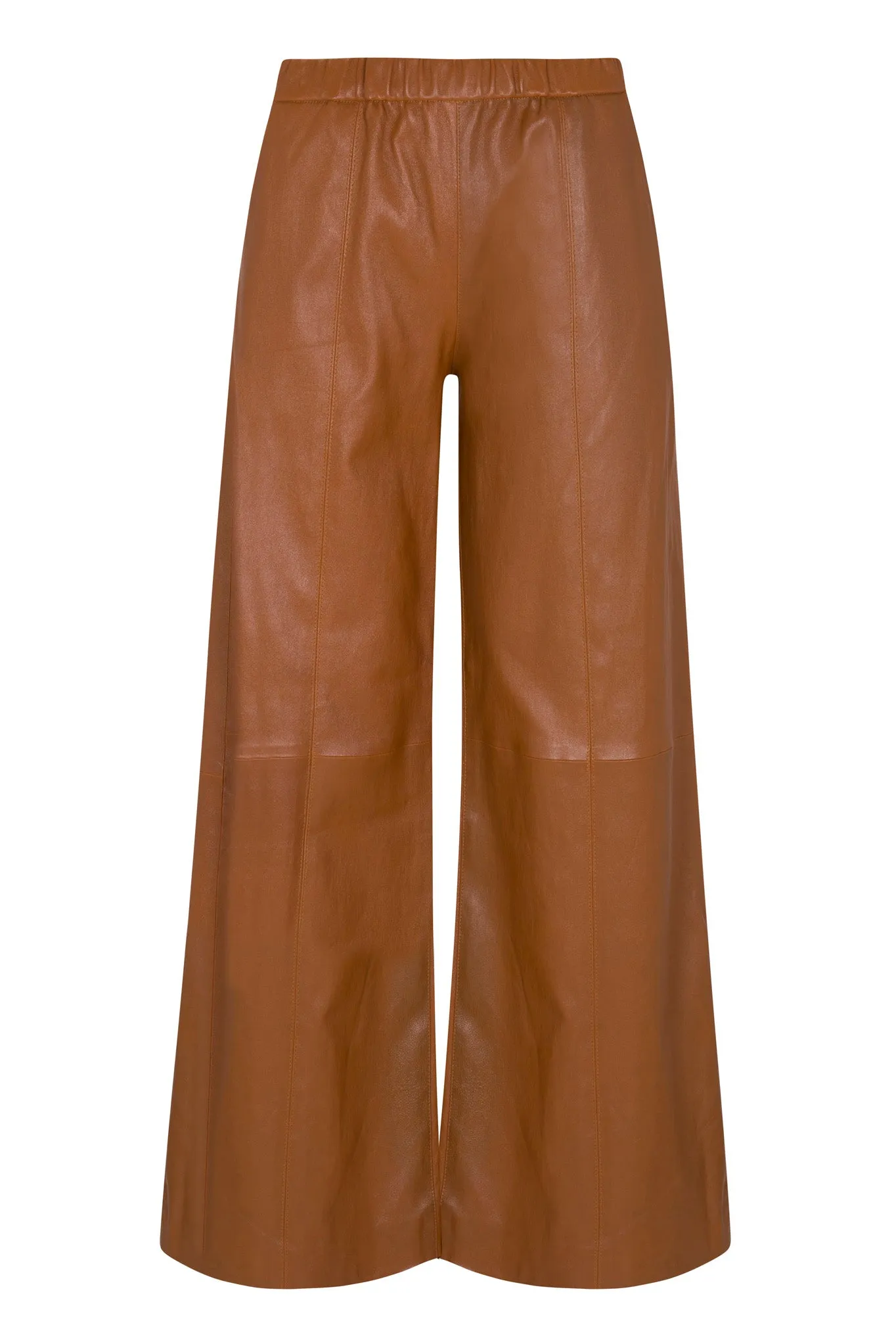 Chestnut Stretch Leather Wide Leg