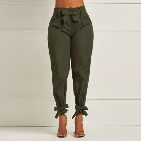 Chique Hoge Taille Broek met Verstelbare Strikdetails