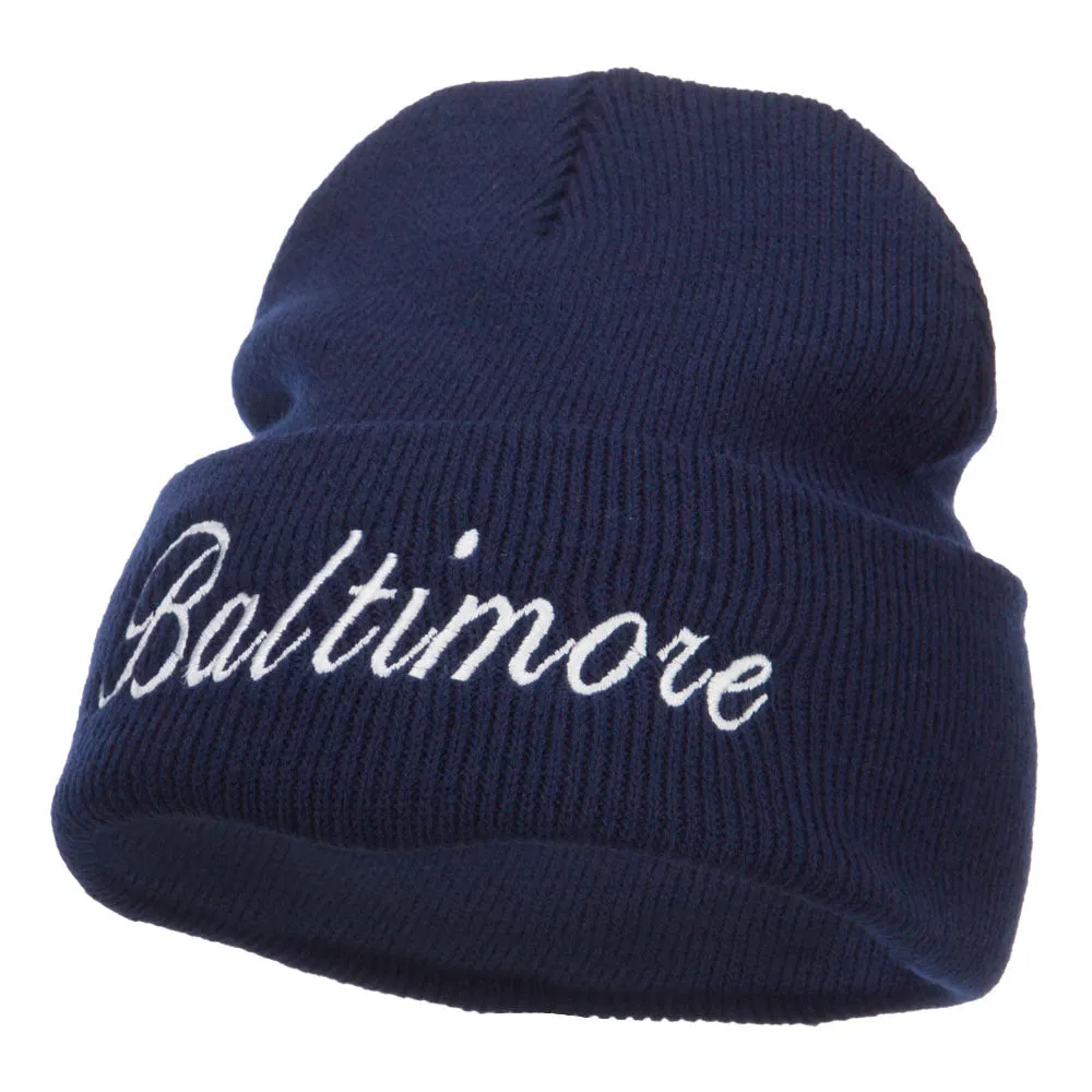 City of Baltimore Embroidered Long Beanie