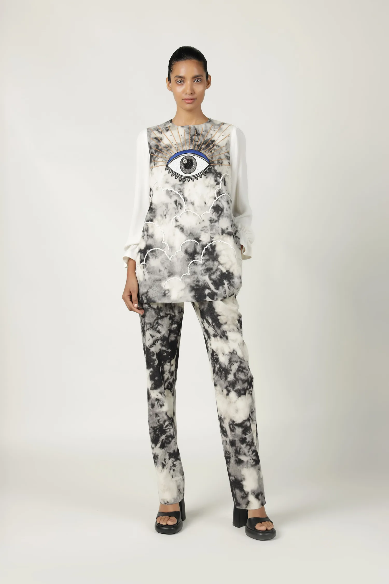 Clouds & Eye Flared Top With Matching Pants
