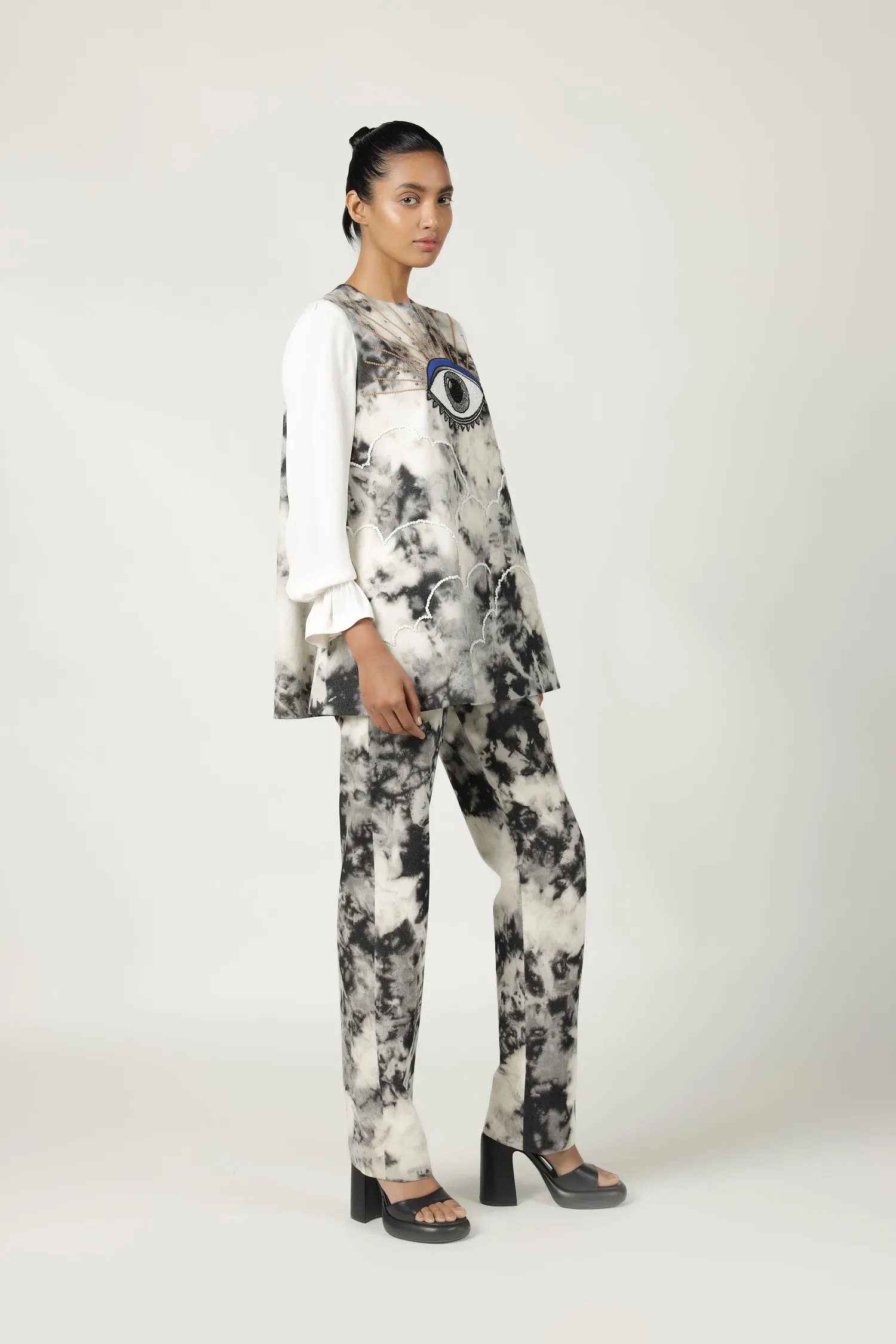 Clouds & Eye Flared Top With Matching Pants
