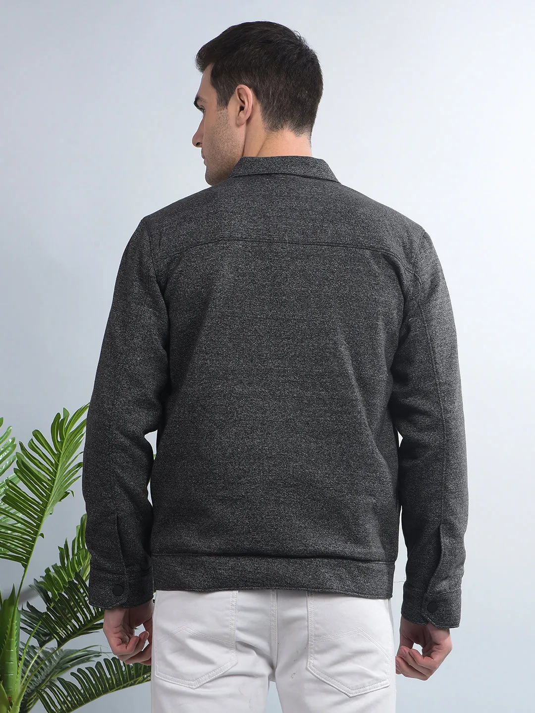 COBB SOLID DARK GREY COLLAR SHACKET