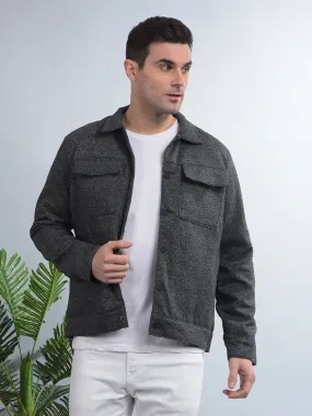 COBB SOLID DARK GREY COLLAR SHACKET