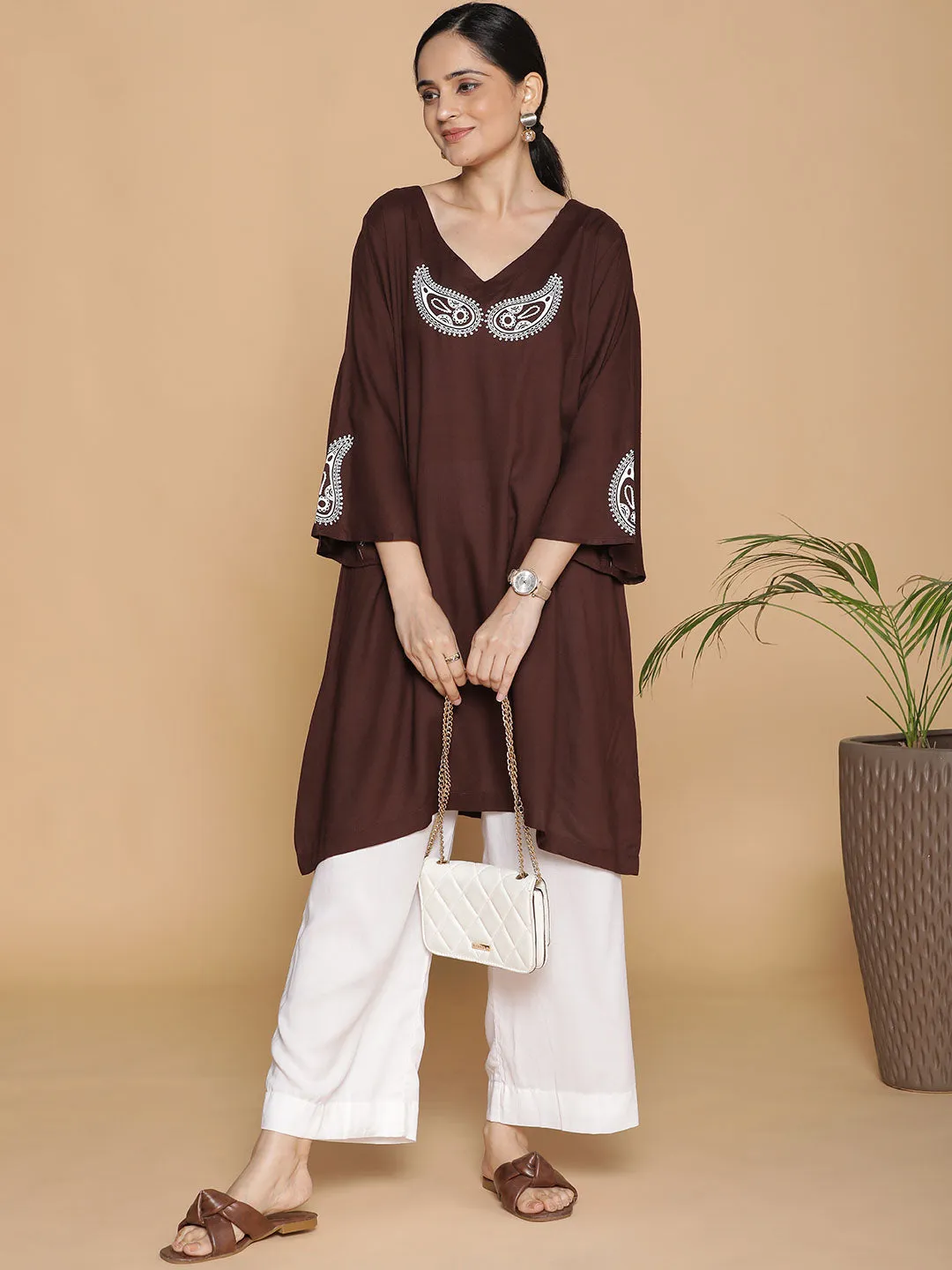 Coffee Rayon Kurti - BhooreNaina