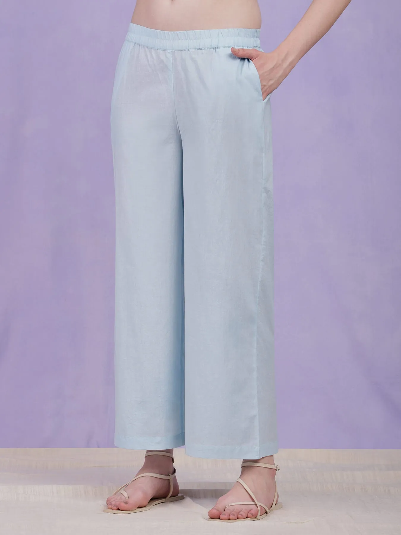 Cotton Jacquard Floral Kurta Set - Light Blue