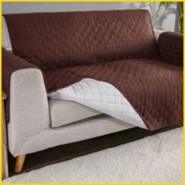 Cotton Quilted Sofa Runner - Sofa Coat (Chocolate Brown)