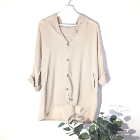Cotton Summer hoodie with coco wood buttons and drawstring (S-M)