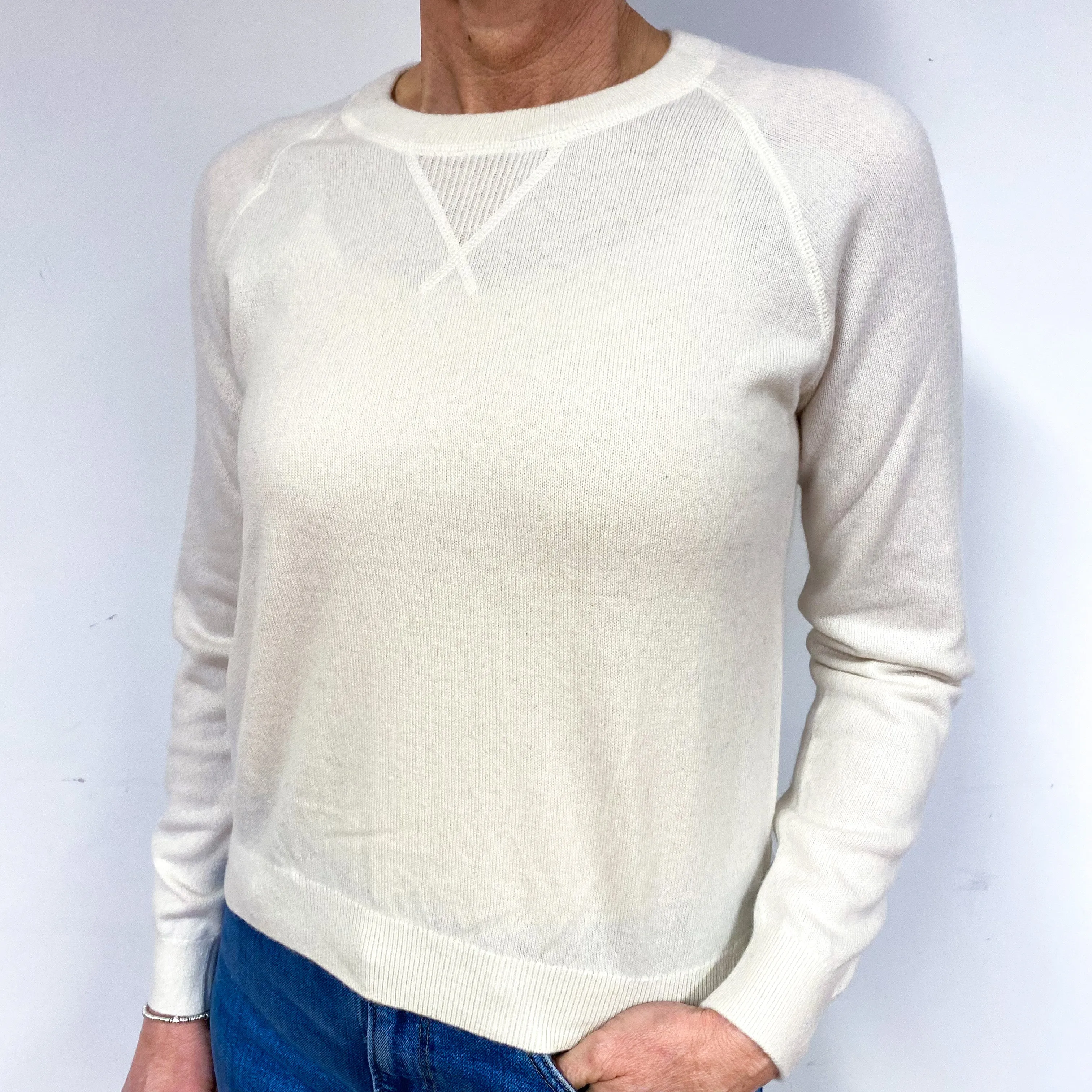 Cream Sweatshirt Style Cashmere Crew Neck Jumper Medium