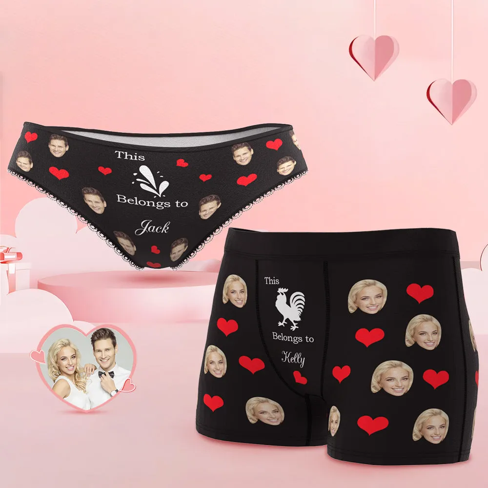 Custom Face You Belong to Me Couple Underwear Personalized Underwear Valentine's Day Gift