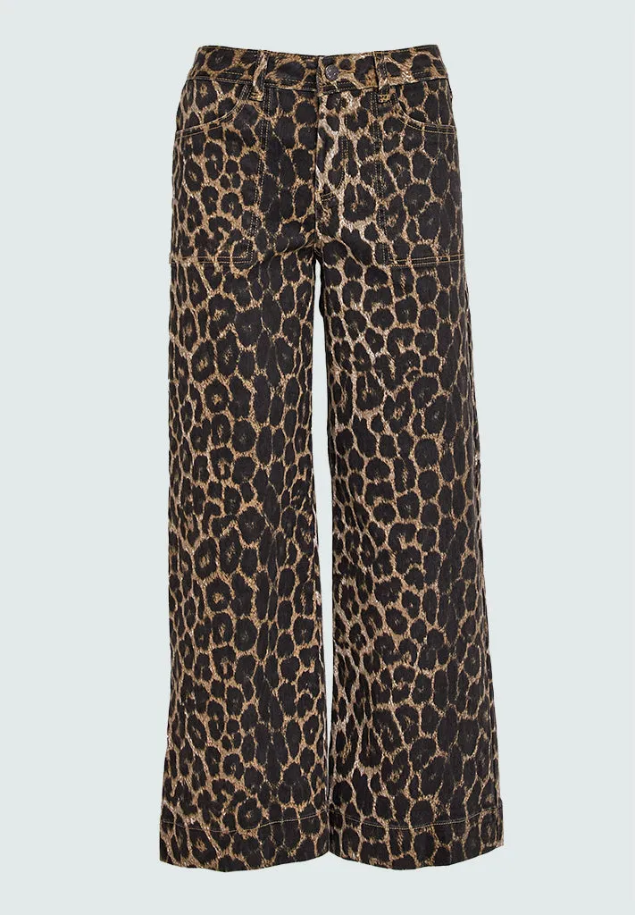 DSFlorence HW Denim Pants - Brown Leo Print
