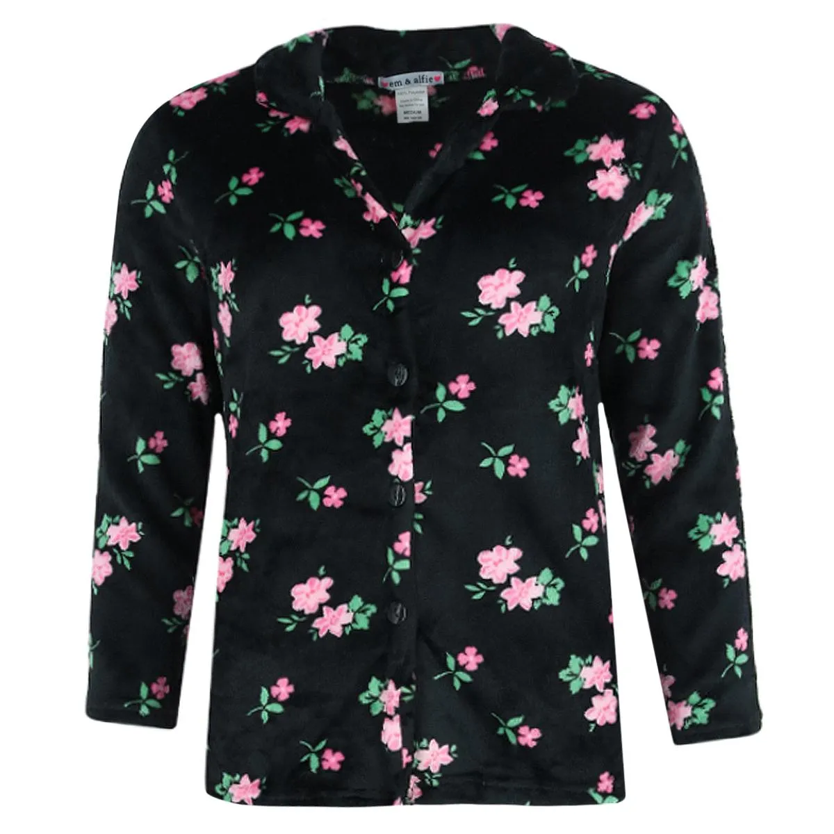 em & alfie Women's Floral Notch Long Sleeve 3 Piece Pajama Set