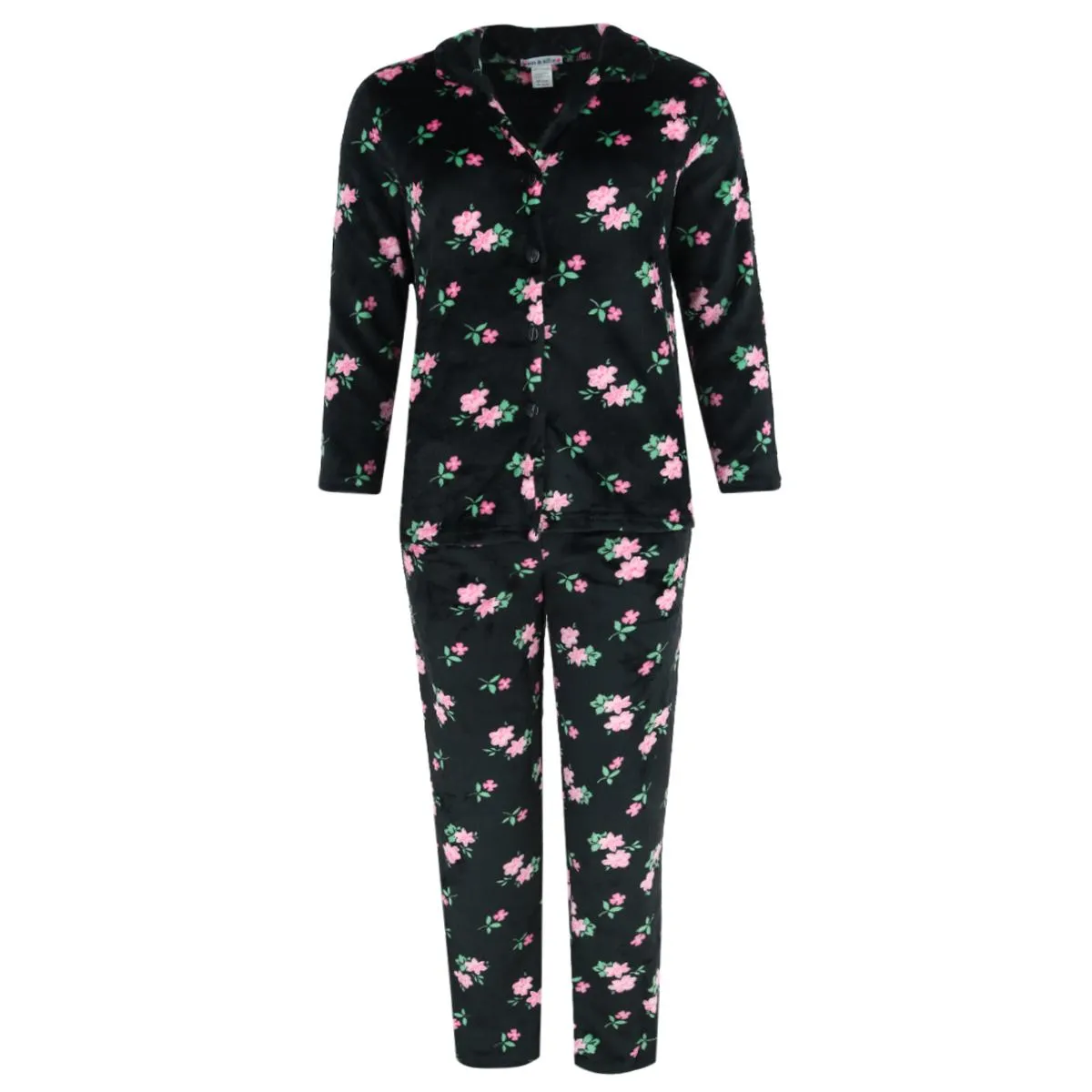 em & alfie Women's Floral Notch Long Sleeve 3 Piece Pajama Set