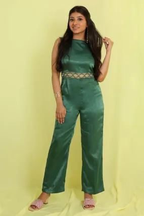 Emerald Green Boat Neck Jumpsuit