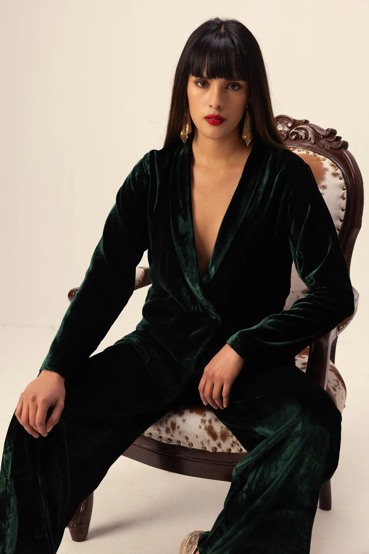 Emerald Silk Velvet Co-ord Set