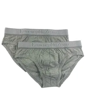 Ermenegildo Zegna Underwear Gray Stretch Cotton Midi Brief 2 Pack S SALE