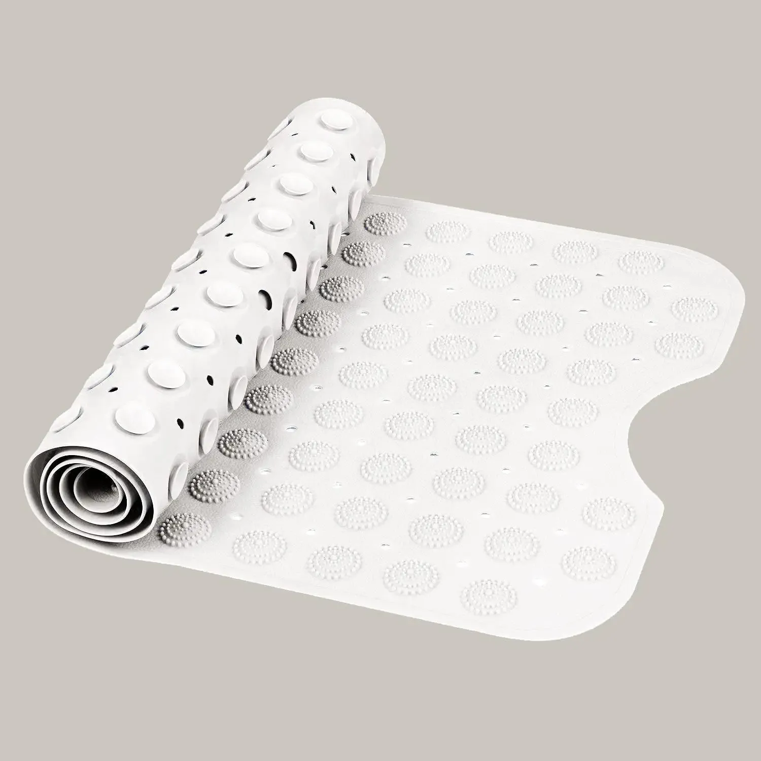 Experia Anti Slip Bath Mat with Suction Cup - 100*40 cm (White Color with Accu Pebble)