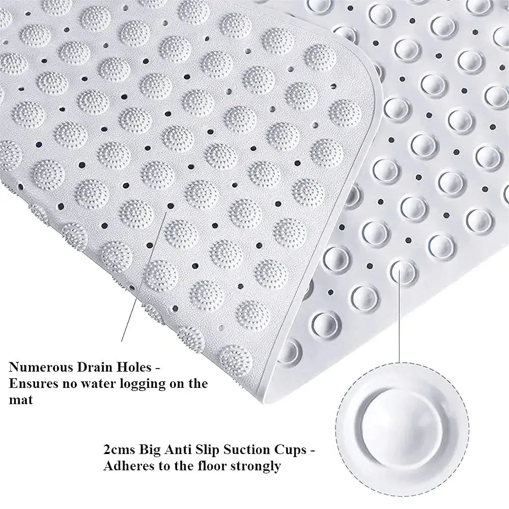 Experia Anti Slip Bath Mat with Suction Cup - 100*40 cm (White Color with Accu Pebble)